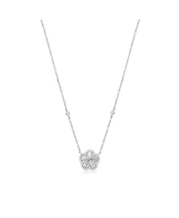 The Lovery Cz Halo Fluted Single Flower Necklace Sterling Silver