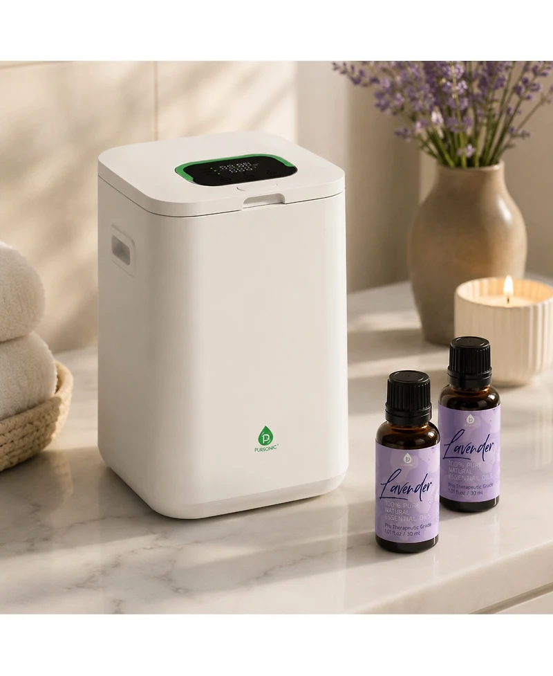Pursonic Luxury Home Spa Bundle – Towel Warmer & Lavender Essential Oil