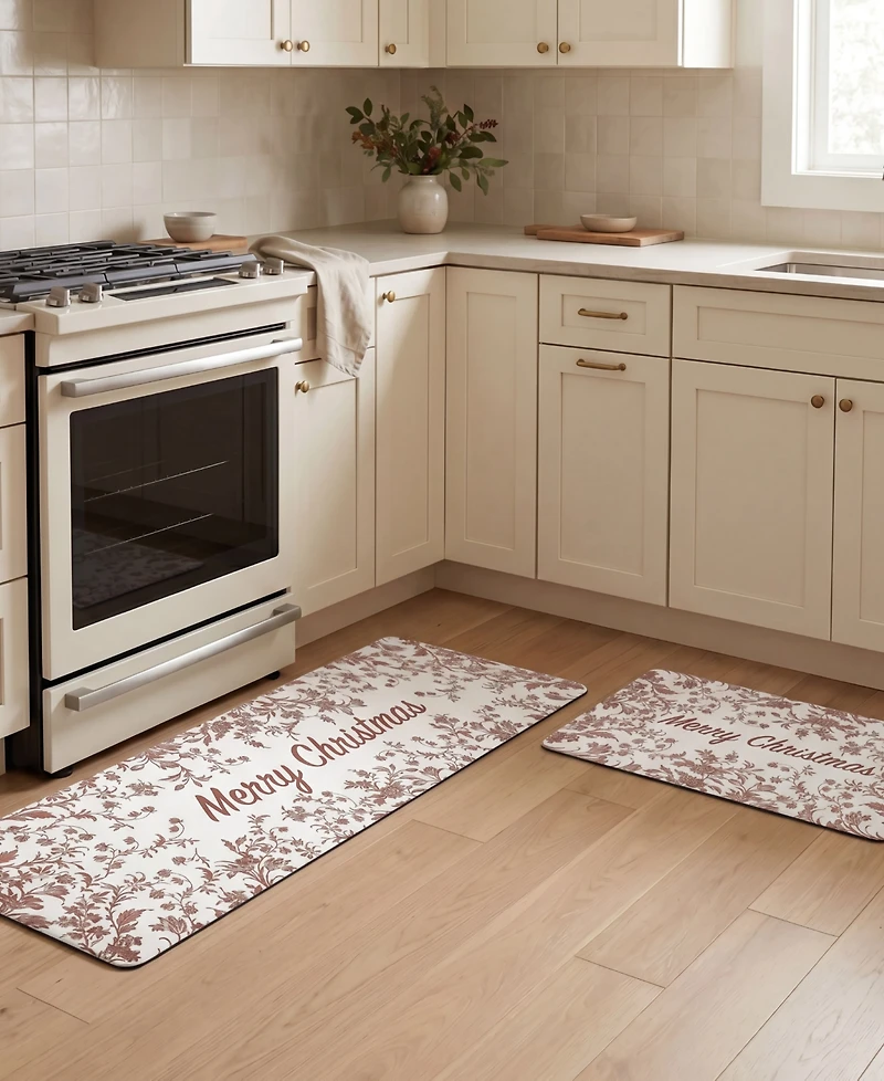 Laura Ashley Amberley Merry Christmas Non-Slip 2-Piece Kitchen Mat