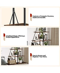 gaomon 4-Tier Industrial A-Frame Ladder Bookshelf,Metal Frame Retro Wood Display Rack for Living Room and Home Office Storage