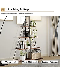 gaomon 4-Tier Industrial A-Frame Ladder Bookshelf,Metal Frame Retro Wood Display Rack for Living Room and Home Office Storage
