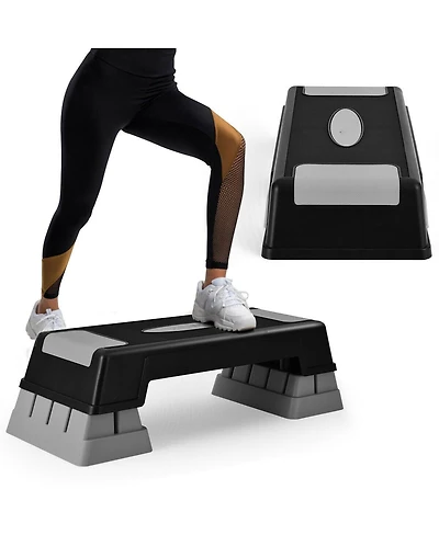 Glintex Aerobic Step Platform, 3 Heights at 5, 7 and 9 in, Holds 330 lbs.