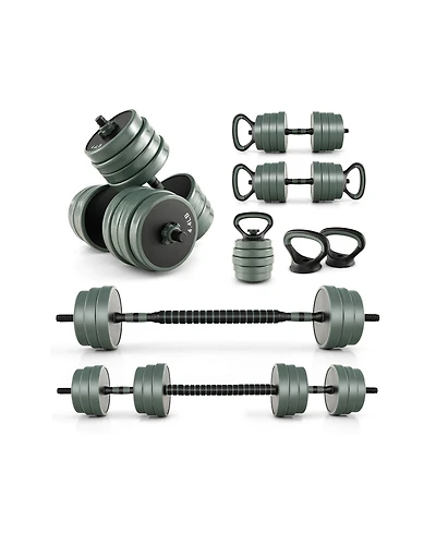 Glintex Adjustable Dumbbell Set, 4-in-1 Barbell and Kettlebell, 91.5 lbs Total