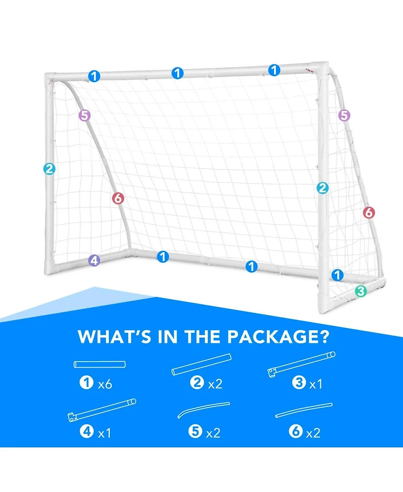 Glintex Soccer Goal for Ages 6 and Up, 6 x 4 ft Upvc Frame, 6 Pegs.
