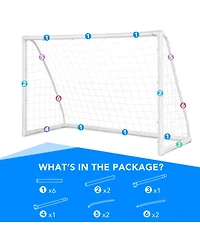 Glintex Soccer Goal for Ages 6 and Up, 6 x 4 ft Upvc Frame, 6 Pegs.