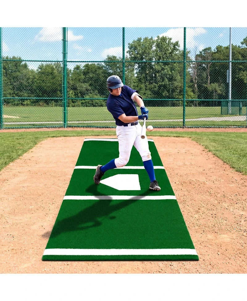 Glintex Baseball Hitting Mat, 10 x 3.8 ft Turf with Home Plate Markings,