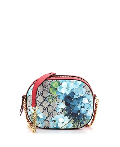 Pre-Owned Gucci Mini Chain Crossbody Bag Blooms Print Gg Coated Canvas