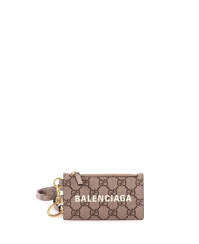 Pre-Owned Gucci x Balenciaga The Hacker Project Zip Card Case with Strap Gg Coated Canvas