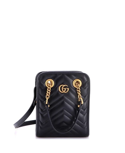 Pre-Owned Gucci Mini Gg Marmont Handle Crossbody Bag Matelasse Leather