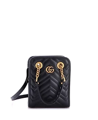 Pre-Owned Gucci Mini Gg Marmont Handle Crossbody Bag Matelasse Leather