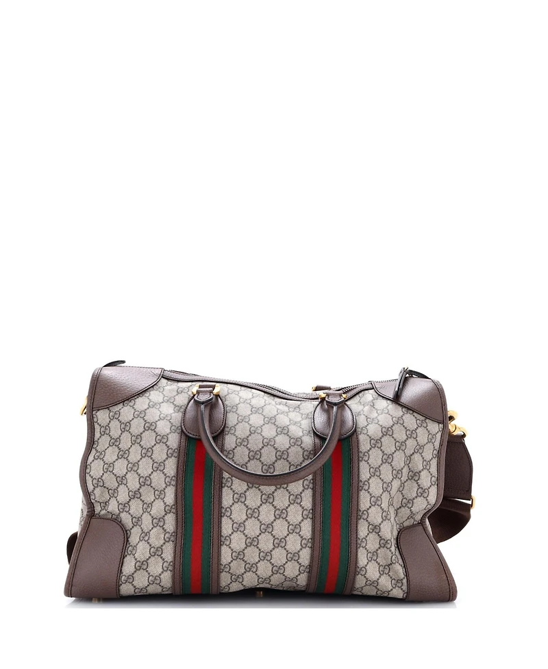 Pre-Owned Gucci Medium Neo Vintage Web Duffle Bag Gg Coated Canvas