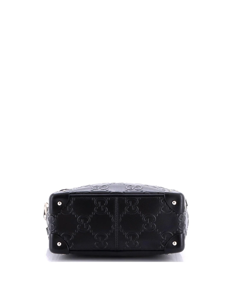 Pre-Owned Gucci Square Shoulder Bag Gg Embossed Perforated Leather