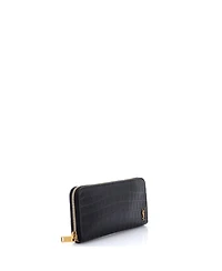 Pre-Owned Saint Laurent Long Tiny Classic Monogram Zip Around Wallet Embossed Leather