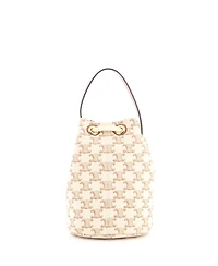 Pre-Owned Celine Teen Triomphe Drawstring Bucket Bag Triomphe Canvas with Leather