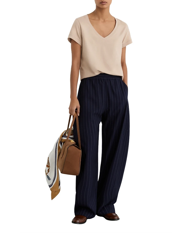 Reiss Women's Luna Brushed-Cotton V-Neck T-Shirt