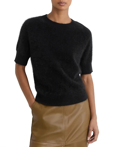 Reiss Women's Julia 100% Brushed Cashmere Short-Sleeve Top