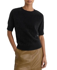 Reiss Women's Julia 100% Brushed Cashmere Short-Sleeve Top