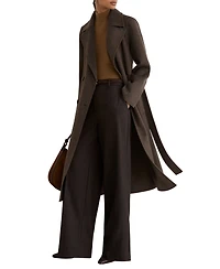 Reiss Women's Rene Double-Breasted Blind-Seam Coat Wool-Blend with Cashmere