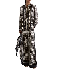Reiss Women's Carmine Scarf-Print Tie-Neck Shirt