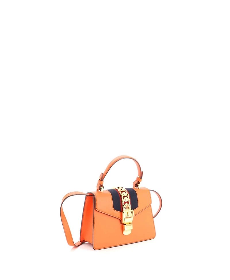 Pre-Owned Gucci Mini Sylvie Top Handle Bag Leather