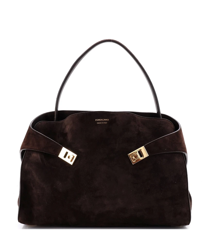 Pre-Owned Salvatore Ferragamo Large Hug Shoulder Bag Suede