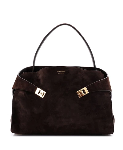 Pre-Owned Salvatore Ferragamo Large Hug Shoulder Bag Suede