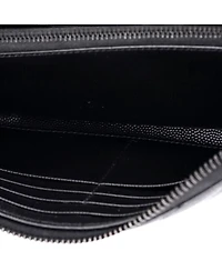 Pre-Owned Saint Laurent Classic Monogram Zip Around Wallet Matelasse Chevron Leather
