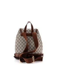 Pre-Owned Gucci Small Interlocking G Patch Drawstring Flap Backpack Gg Coated Canvas