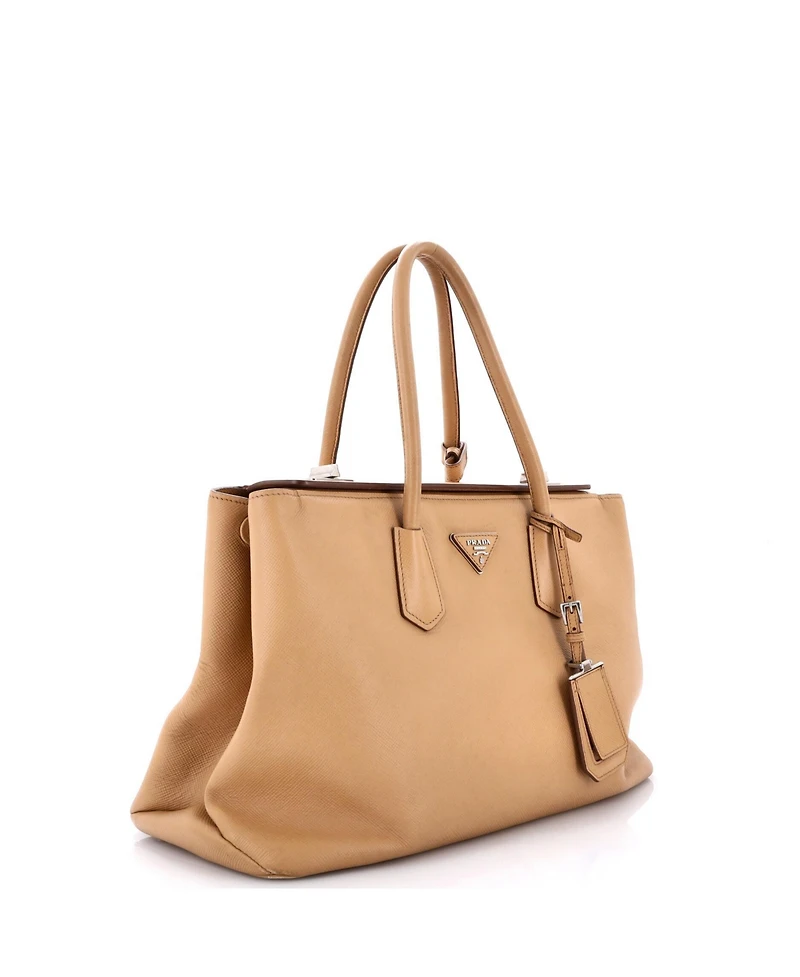 Pre-Owned Prada Medium Turnlock Cuir Twin Tote Saffiano Leather