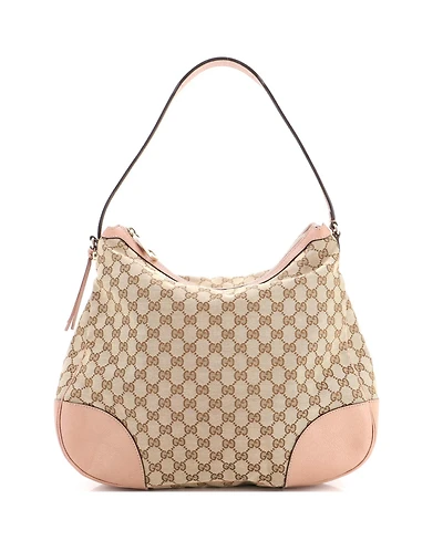Pre-Owned Gucci Large Bree Hobo Gg Canvas with Leather