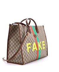 Pre-Owned Gucci Large Fake/Not Convertible Open Tote Printed Gg Coated Canvas