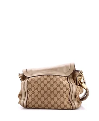 Pre-Owned Gucci Medium Bella Flap Shoulder Bag Gg Canvas with Leather