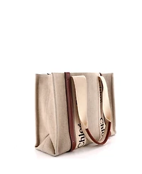 Pre-Owned Chloe Medium Woody Tote Canvas with Leather