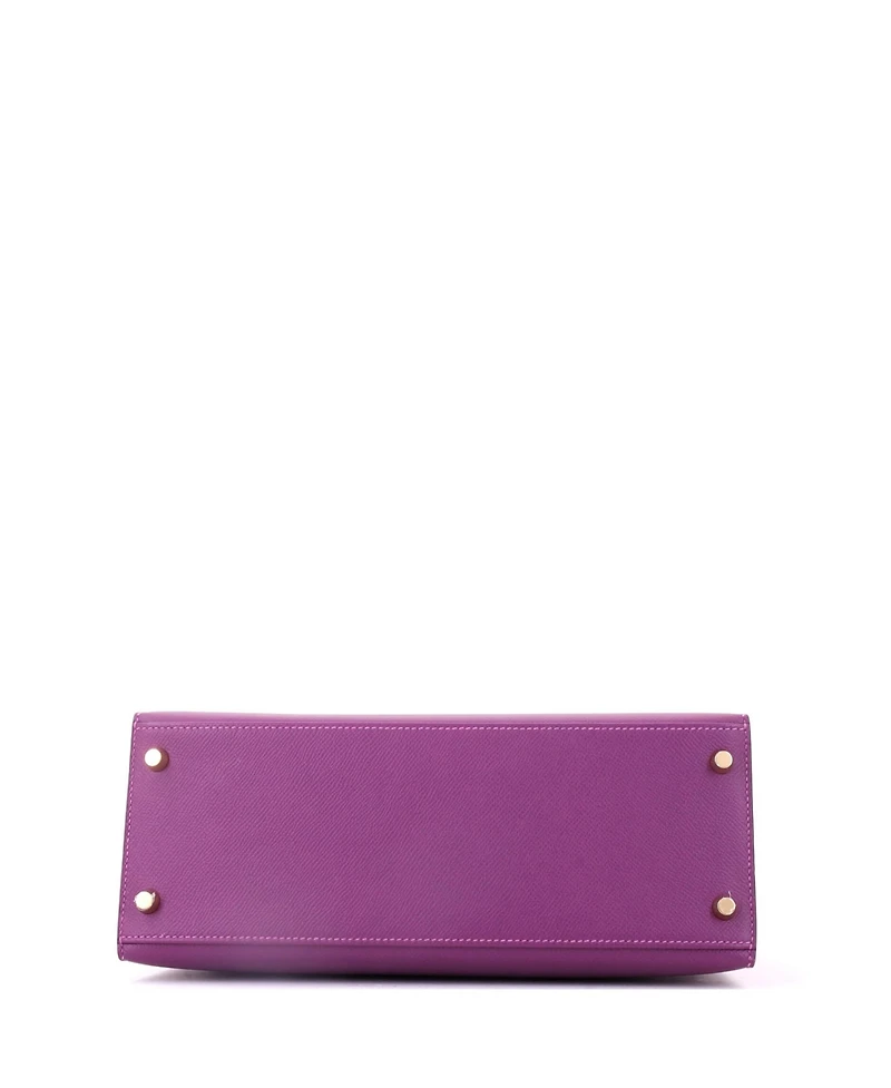 Pre-Owned Hermes Kelly 28 Handbag Purple Epsom with Gold Hardware