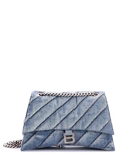 Pre-Owned Balenciaga Medium Crush Chain Flap Bag Quilted Denim