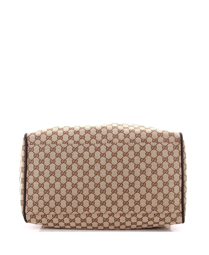 Pre-Owned Gucci Medium Web Carry On Duffle Bag Gg Canvas with Leather