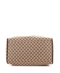 Pre-Owned Gucci Medium Web Carry On Duffle Bag Gg Canvas with Leather