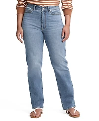 Lands' End Women's Denim High Rise Straight Curvy Jeans