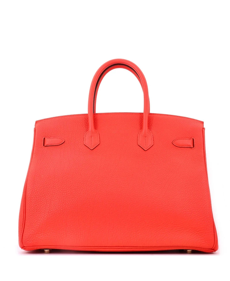 Pre-Owned Hermes Birkin 35 Handbag Orange Togo with Gold Hardware