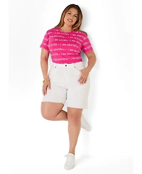 Ashley Stewart Plus I Am Printed Crewneck T-Shirt