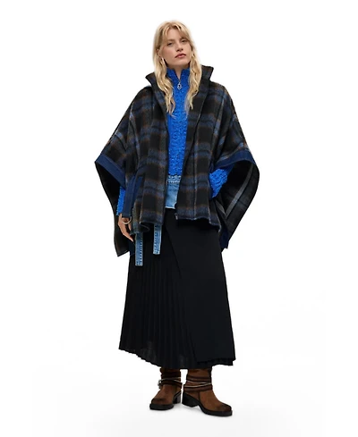 Desigual Women's Plaid denim poncho