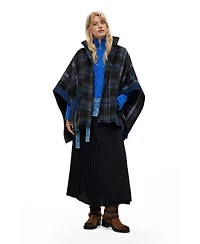 Desigual Women's Plaid denim poncho