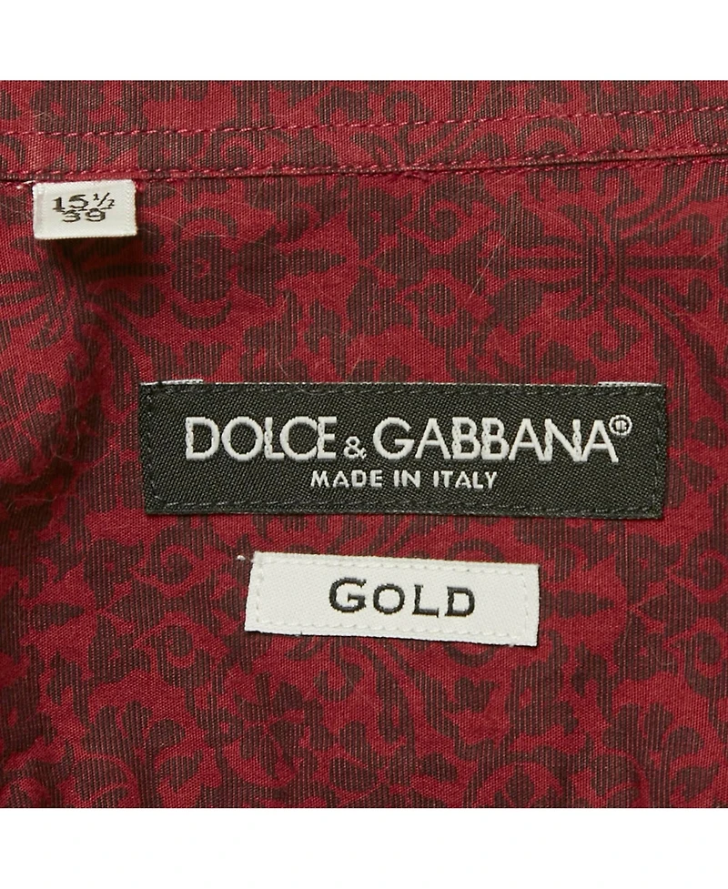Pre-Owned Dolce & Gabbana Men's Burgundy Printed Cotton Shirt