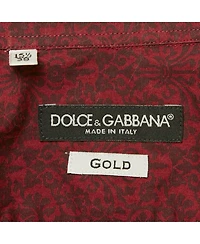 Pre-Owned Dolce & Gabbana Men's Burgundy Printed Cotton Shirt