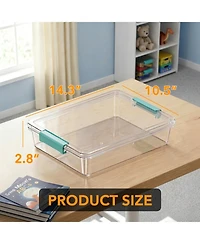 SpaceAid 4 Pack Stackable Storage Bins with Lids, 6 Qt Clear Containers for Home Office and School Supplies, variant