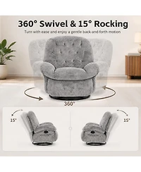 gaomon Swivel Rocker Recliner Chenille, 360degree(s) Swivel, Rocking, Side Pockets and Footrest, 135degree(s) Recline