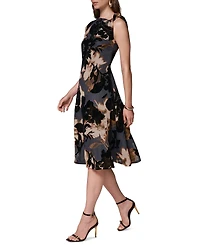 Donna Karan New York Women's Velvet Burnout Asymmetrical-Neck Midi Dress