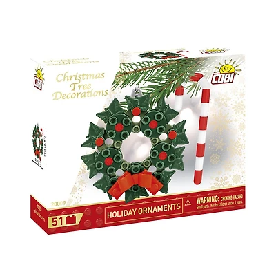 Cobi Holiday Ornaments Christmas Tree Decorations Wreath 51-Piece Building Set, Ages 5+