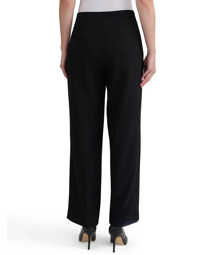 Kasper Women's Extended-Tab Fly-Front Wide-Leg Pants