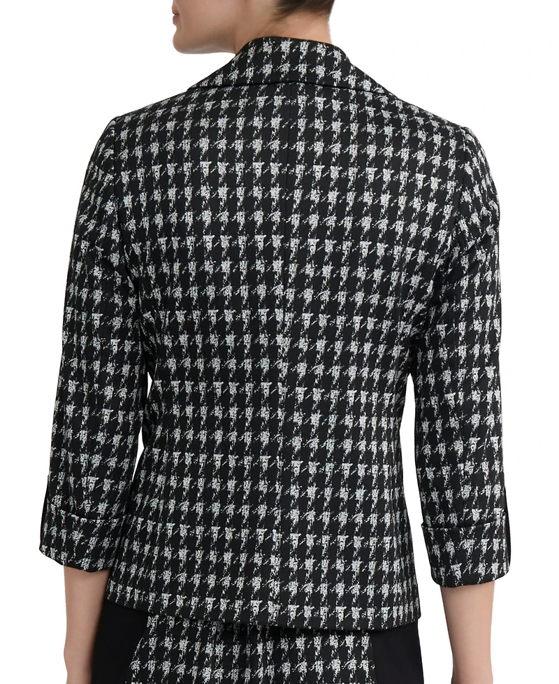 Kasper Women's Houndstooth 3/4-Sleeve Open-Front Blazer